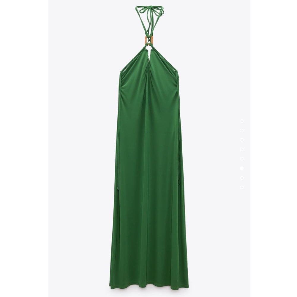 Zara NWOT flowy tied dress in green